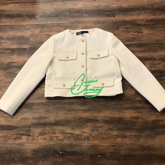 ZARA Women's Cropped Flap Jacket(Ecru, US M, L/EUR M, L) - Picture 8 of 13